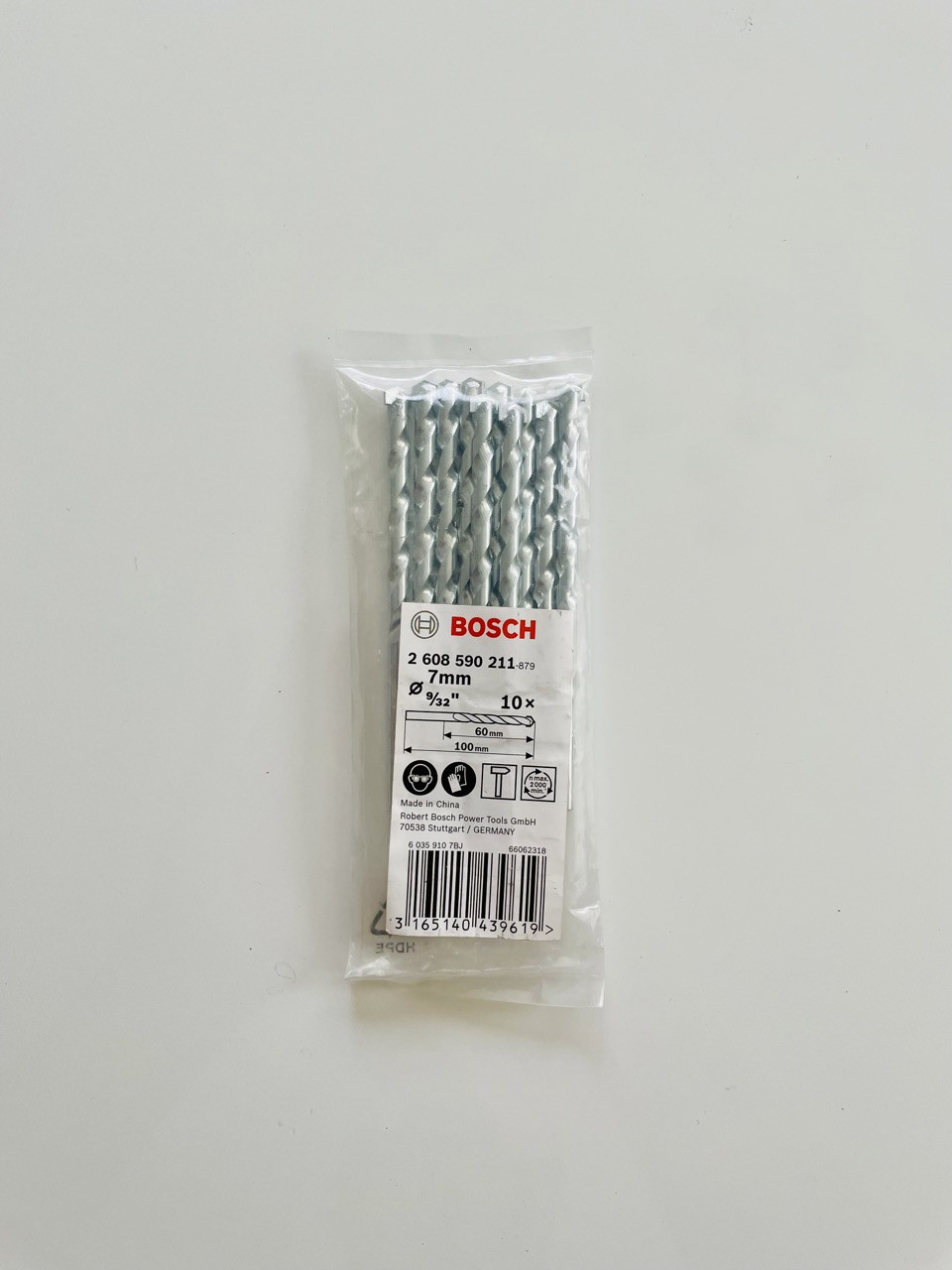 Broca BOSCH Concreto 7MM    Bolsa de 10 Unid.